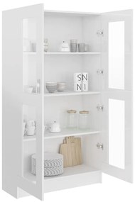 Armário vitrine derivados de madeira branco brilhante