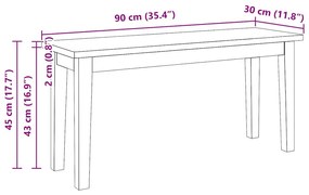 Banco 90 cm madeira seringueira maciça branco
