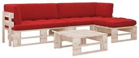 4 pcs conjunto lounge paletes c/ almofadões pinho impregnado