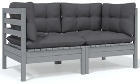 9 pcs conj. lounge de jardim com almofadões antracite pinho