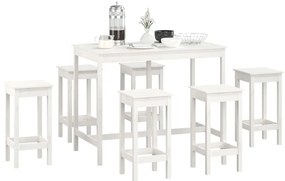 7 pcs conjunto de bar pinho maciço branco