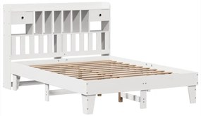 Cama sem colchão 140x190 cm madeira de pinho maciça branco