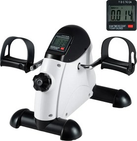 Mini bicicleta estática Máquina portátil para pedalar braços e pernas com ecrã LCD Bicicleta de pedal sob a secretária Branca