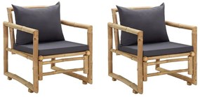 315599 vidaXL Cadeiras de jardim c/ almofadões 2 pcs bambu