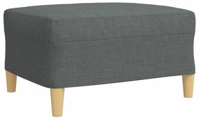 3pcs conjunto sofás c/ almofadões/apoio pés tecido cinza-escuro