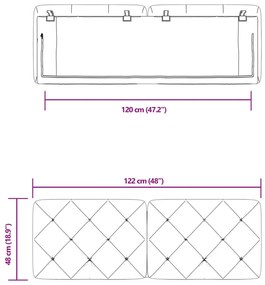 Almofadão de cabeceira 120 cm veludo cinzento-claro
