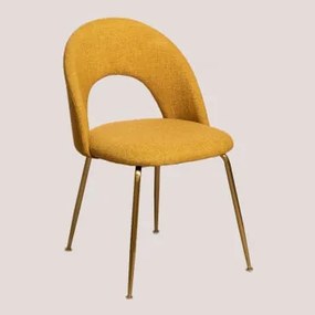 Cadeira de Jantar Estofada em Tecido Glorys Style Mostarda & Dourado - Sklum