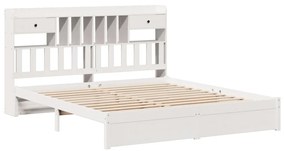 Cama com estante sem colchão 180x200 cm pinho maciço branco