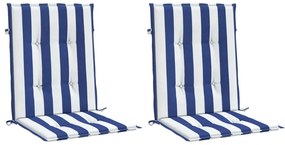 Almofadões cadeira encosto baixo 2pcs tecido riscas azul/branco