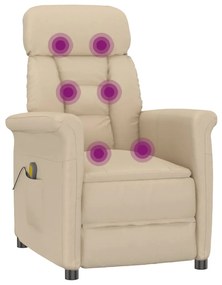 Poltrona de massagens reclinável camurça artificial cor creme