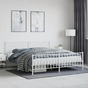 Estrutura de cama com cabeceira e pés 183x213 cm metal branco