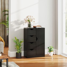Móvel de arrumação 54 x 29 x 83 cm tipo aparador com 1 armário e 4 gavetas, em madeira, para sala de estar, cozinha, hall de entrada, sala de jantar,