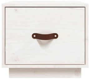 Mesa de cabeceira 40x34x45 cm madeira de pinho maciça branco