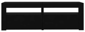 Móvel de TV com luzes LED 120x35x40 cm preto