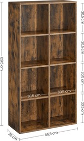 Estante com 8 compartimentos 30 x 65,5 x 129,5 cm Castanho vintage