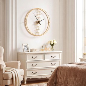 Relógio de parede grande em metal, 68 cm, estilo nórdico, elegante, silencioso, a pilhas, decoração para sala, quarto e cozinha