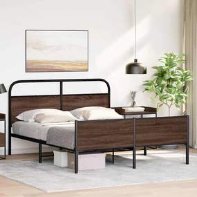 Estrutura cama sem colchão 150x200cm metal carvalho castanho