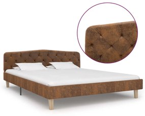 vidaXL Estrutura de cama 140x200 cm camurça artificial castanho