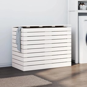 Cesto de Roupa Suja - 88,5x44x66 cm - Pinho Maciço Branco