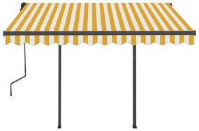 Toldo retrátil manual com LED 3x2,5 m amarelo e branco