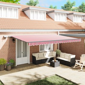 vidaXL Toldo Retrátil Manual com Faixa LED Vermelha e Branca 500x300 cm