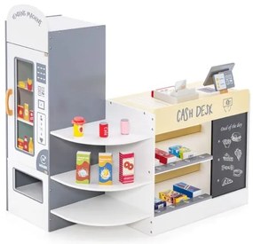 Conjunto de brinquedos de supermercado de madeira para crianças com caixa - verde