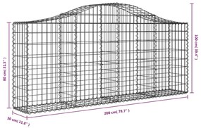 Cestos gabião arqueados 30pcs 200x30x80/100cm ferro galvanizado