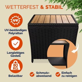 Mesa de apoio Jardim Polyrattan 45x45x40cm preta