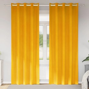 Cortinas Blackout vidaXL com Ilhós 2 pcs Amarelo Mostarda Veludo