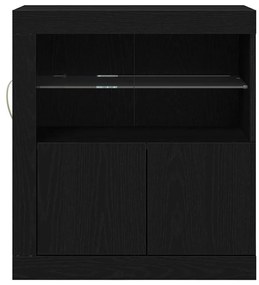 Sideboard vidaXL com luzes LED Carvalho Preto 60,5x37x67 cm