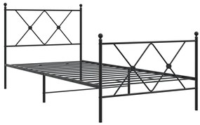 Estrutura de cama com cabeceira e pés 90x190 cm metal preto