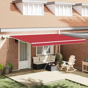 vidaXL Toldo Retrátil Manual Vermelho 450 × 350 cm Tecido e Aço