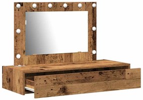 Mesa de Toucador Suspensa com Luzes LED Madeira Antiga