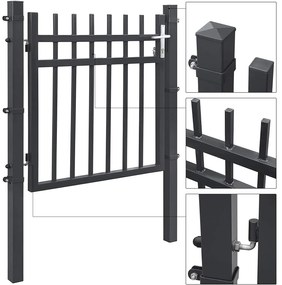 Portão Pequeno de metal para jardim 106 x 6 x 145 cm Cinzento