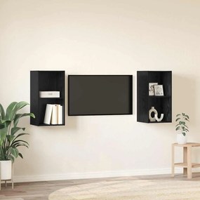 Gabinete de TV de Parede 2 pcs Carvalho Preto 37 x 37 x 72 cm