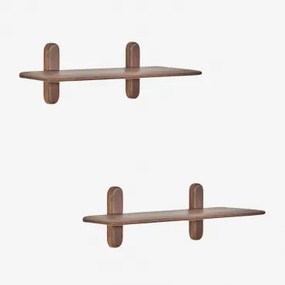 Pack De 2 Prateleiras De Parede Em Madeira Veleta ↔︎ 80 Cm & Castanho-acácia Escuro - Sklum
