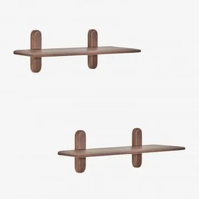Pack De 2 Prateleiras De Parede Em Madeira Veleta Castanho-acácia Escuro & ↔︎ 80 Cm - Sklum