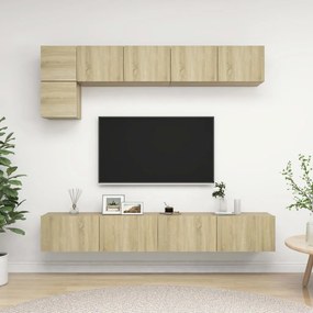 vidaXL 5pcs conjunto de móveis de TV derivados madeira carvalho sonoma