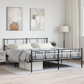 vidaXL Estrutura de cama com cabeceira e pés 200x200 cm metal preto