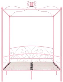 Estrutura de cama com dossel 160x200 cm metal rosa