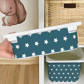 Autocolante para caixa IKEA TROFAST - Estrelas brancas (azul-petróleo)