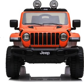 Carro elétrico para crianças até 5 anos Jeep Wrangler Rubicon, 12V, pneus EVA, com bateria de lítio, controlo remoto Laranja