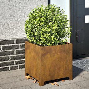 Vaso/floreira de jardim 2 pcs 40x40x40 cm aço corten