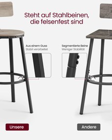 Conjunto de 2 bancos de bar 54 x 99 cm greige-preto
