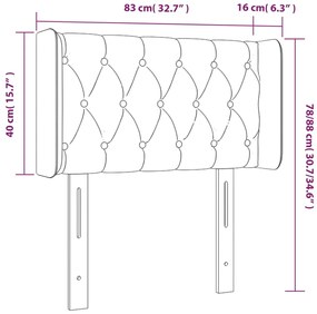 Cabeceira de cama c/ abas tecido 83x16x78/88 cm cinzento-claro