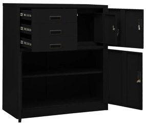 Armário de escritório 90x40x102 cm aço preto