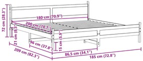 Cama sem colchão 180x200 cm madeira de pinho maciça