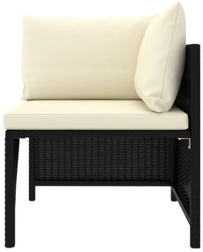 10 pcs conjunto lounge de jardim c/ almofadões vime PE preto