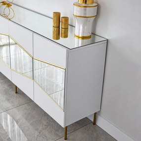 Console Nice – Branco/Ouro – 180x80x40 cm