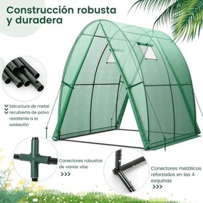 Estufa agrícola para exterior com 2 portas com fecho de correr, 2 janelas enroláveis e bolsas laterais 181 x 181 x 200 cm Verde